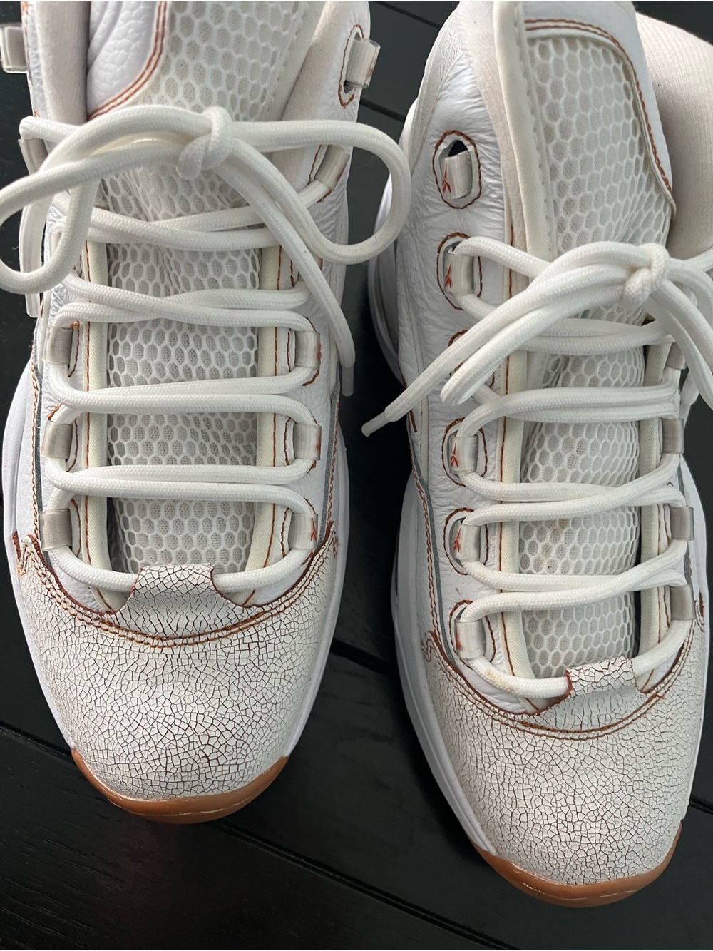 Reebok Men’s White Sneakers with Tan Accents - Picture 3 of 7